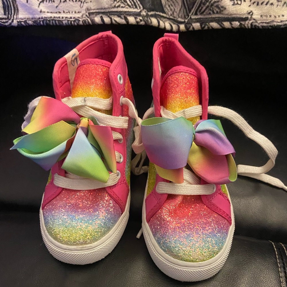 JoJo Siwa Pink and Rainbow Glitter Sneakers